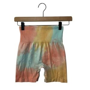 Orange and Blue Bike Shorts with High Waistband